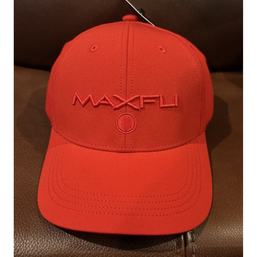 Maxfli Tech Cap Red Golf Hat Strap Back One Size Fits Most